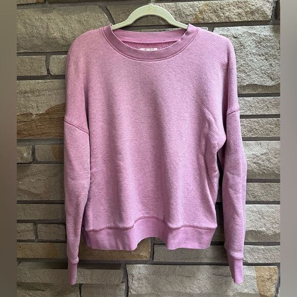 Madewell Miles Mainstay Sweatshirt Cozy Heather Petal Pink Large Cotton - Picture 3 of 9